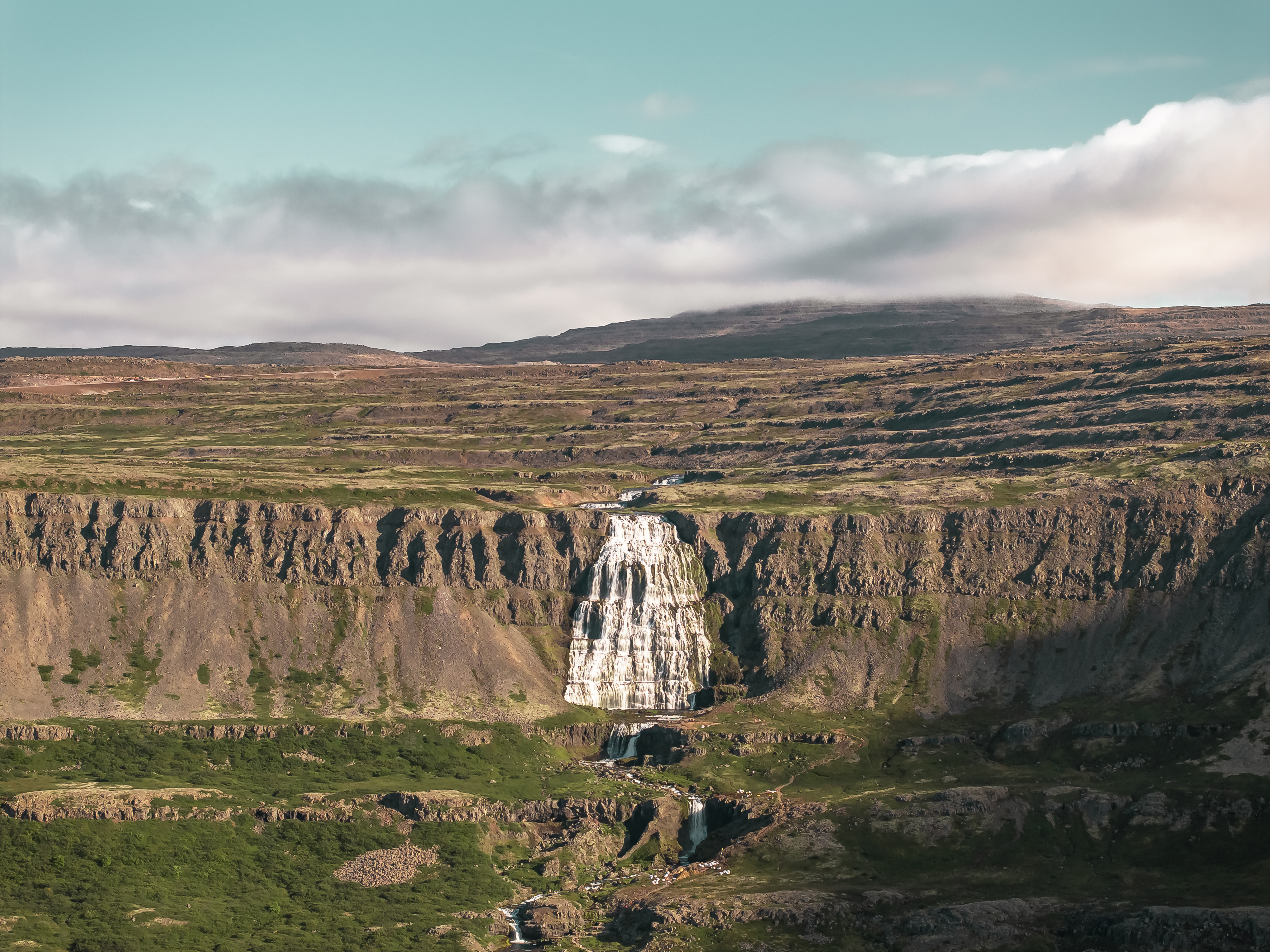 The majestic Dynjandi waterfall in the Westfjords of Iceland.